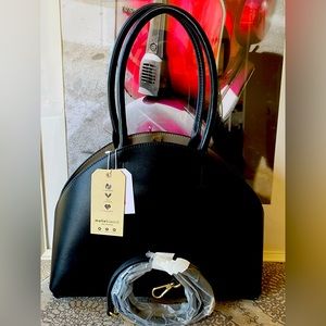 Melie Bianco Vegan Leather Shoulder Handbag Black NWT